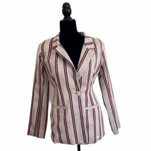 NWT L'Academie X Revolve Boyfriend Oversized One Button Striped Lined Blazer XS